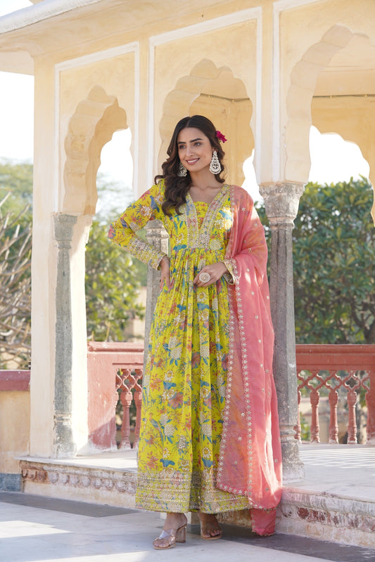 ZAIRA  PREMIUM READYMADE GOWN WITH DUPATTA SET-LC-1087