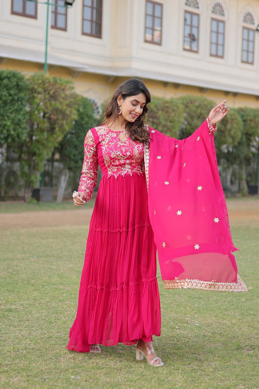 ZAIRA  PINK COLOUR PREMIUM READYMADE GOWN WITH DUPATTA SET-LC-1090