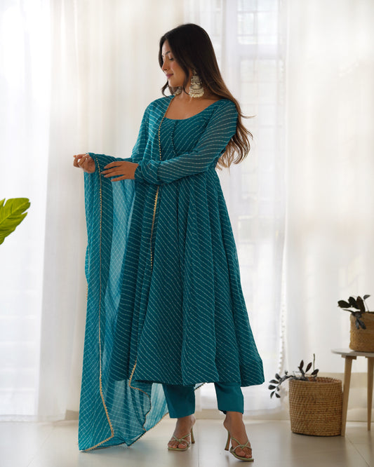 BOTTLE GREEN COLOR ANARKALI SUIT KB-264