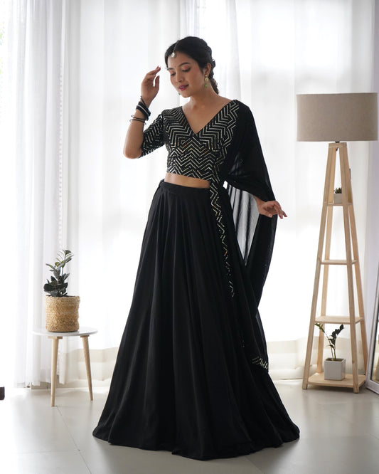 ALMEERA BLACK LEHENGA SET