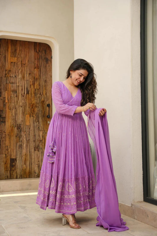 PURPLE ANARKALI SUIT SET 151