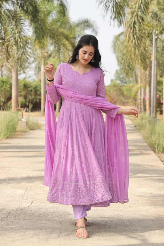 AADHYA PURPLE ANARKALI SUIT SET - 01