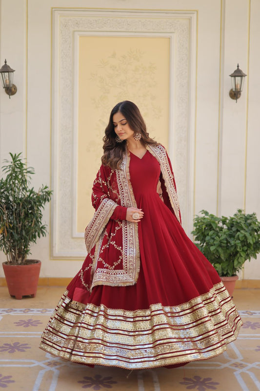 RED COLOR ANAMIKA PREMIUM DESIGNER GOWN DT-130